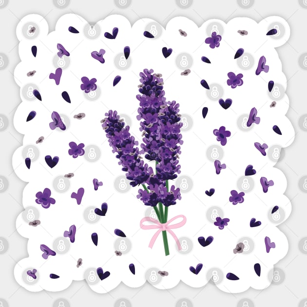 Luscious Lavender Bouquet Sticker by HelenSokolovaDesign